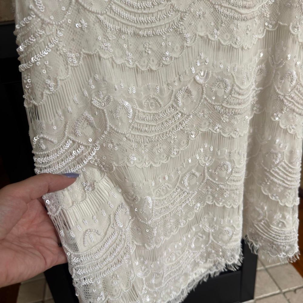 Boston Proper white beaded sleeveless top chic effortless size M - Picture 4 of 6